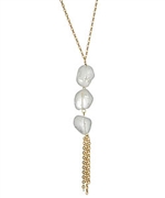K. Amato Clear Nugget and Tassel Necklace