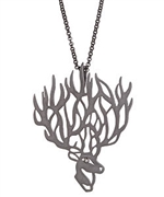 Agrigento Deer Pendant Necklace in Rhodium