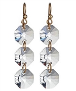 M. Flynn Clear Crystal Chain Drop Earrings