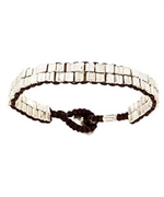 Sku Silver and Brown Cord Bracelet