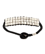 Sku Silver and Black Cord Bracelet