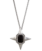 Yochi Pointed Star Black Stone Pendant Necklace