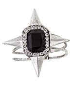 Yochi Pointed Star Black Stone Bracelet