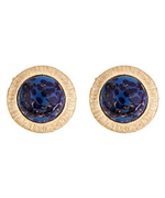 Yochi Navy Button Earring