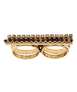 Nissa Jewelry Crystal Bar Stacking Two-Finger Ring