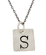 Urban Sweetpea Vintage Type Square Pendant Necklace