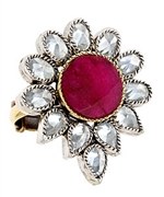 Taara Red Garnet Glass Peaked Ring