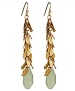 Ali NY Linear Leaf Cluster Prehnite Drop Earrings