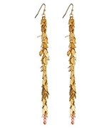 Ali NY Long Leaf Cluster Coral-Bead Drop Earrings