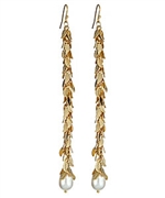 Ali NY Long Leaf Cluster Pearl Drop Earrings