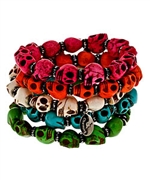 Bee Charming Multicolor Skull Beaded Bracelet 