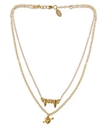 Bee Charming Goldtone Fang and Heart Double-Strand Necklace
