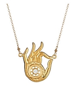 Flying Lizard Om Hand Pendant Necklace