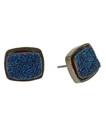 Dara Ettinger Alicia Midnight Rectangular Druzy Stud Earrings
