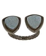 Dara Ettinger Tori Halo Steel Blue Druzy Horseshoe Ring