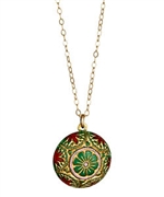 Frolick Green Enamel Pendant Necklace