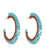 Blu Bijoux Brown Macrame Fringe Hoop Earrings