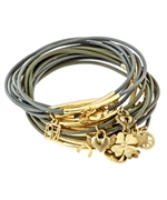 Bee Charming Grey Rubber 15 Strand Charm Bracelet