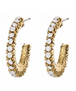 Yochi Small White Hoop Earrings