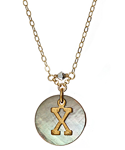 Diane Yang Grey Shell Initial Necklace
