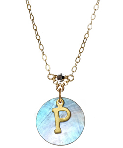 Diane Yang Natural Shell Initial Necklace