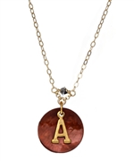 Diane Yang Brown Shell Initial Necklace