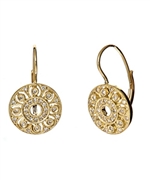 KC Designs Yellow Gold Flower Disc Diamond Earrings