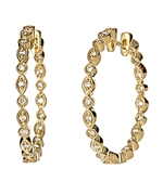 KC Designs Yellow Gold Diamond Inside Out Hoop Earrings