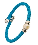 Turquoise Woven Leather Bracelet With A Freshwater Pearl