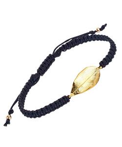 Meredith Hahn Annette Leaf Black Macrame Bracelet