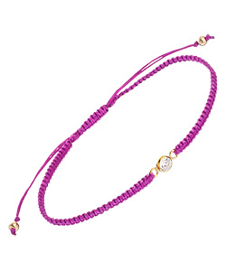 Meredith Hahn Lani Cubic Zirconia Solitaire Magenta Macrame Bracelet
