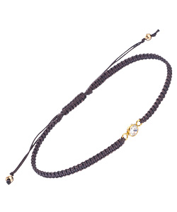 Meredith Hahn Lani Cubic Zirconia Solitaire Dark Brown Macrame Bracelet