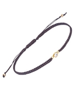 Meredith Hahn Lani Cubic Zirconia Solitaire Dark Brown Macrame Bracelet