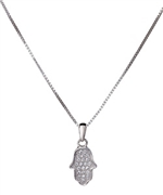 Small Hamsa Pave Pendant Necklace