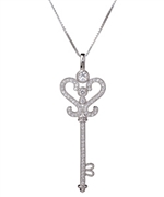 Swirl Heart Key Pendant Necklace