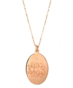 Zoe Chicco Rose Gold and Diamond Monogrammed Oval Necklace