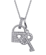 Lafonn Small Lock and Key Pendant Necklace