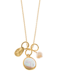 Baroni Coin Pearl Charms Gold Necklace
