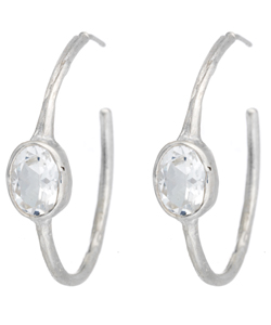 Lauren Sigman White Topaz Rose Hoop Earrings