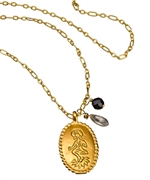 Satya Jewelry Green Tara Labradorite  and Oynx Necklace