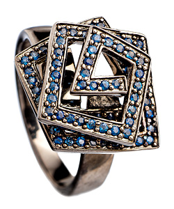 Simone Wang Blue Squared Swirl Ring