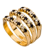 Black and Clear Crystal Ring Set