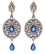 Taara Blue and White Crystals Dangle Earrings