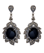 Tang & Song Onyx Flower Petal Earrings