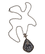 Divya Diamond Black Tear Drop Filigree Pendant Necklace 