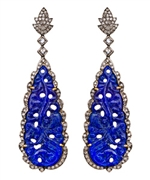 Divya Diamond Blue Tear Drop Dangle Earrings