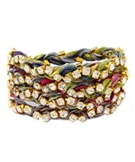 Ettika Rhinestone Wrap-Around Muted Multicolor Ribbon Bracelet