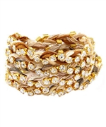 Ettika Rhinestone Wrap-Around Tan Ribbon Bracelet