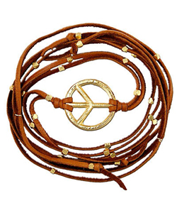 Ettika Light Brown Leather Peace Wrap Bracelet