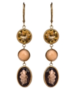 Zoe B. Citrine, Peach Moonstone and Smokey Topaz Earrings